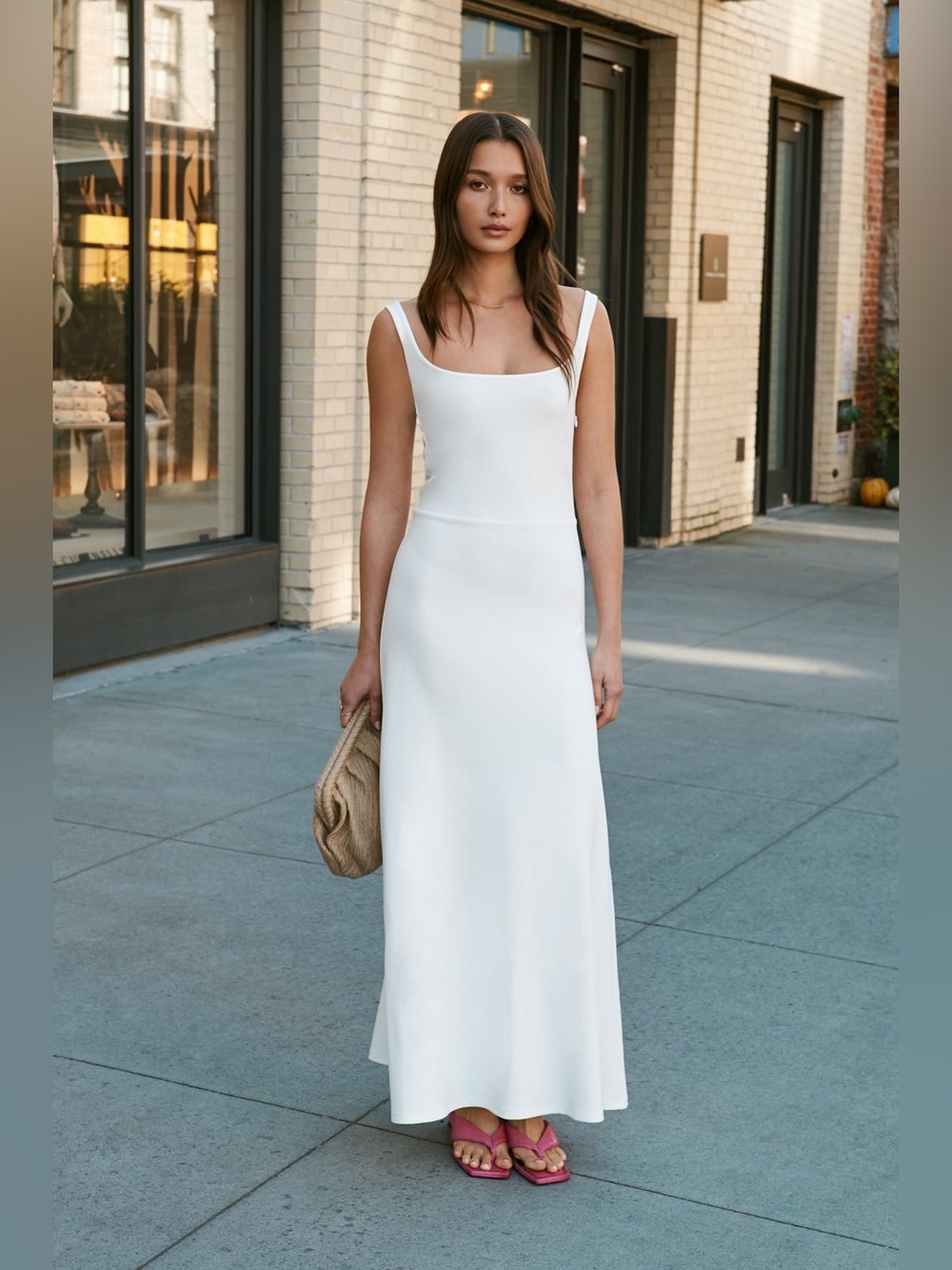 Marcella NYC Marvin European Ponte Tank Maxi Dress Medium White SEE PHOTOS